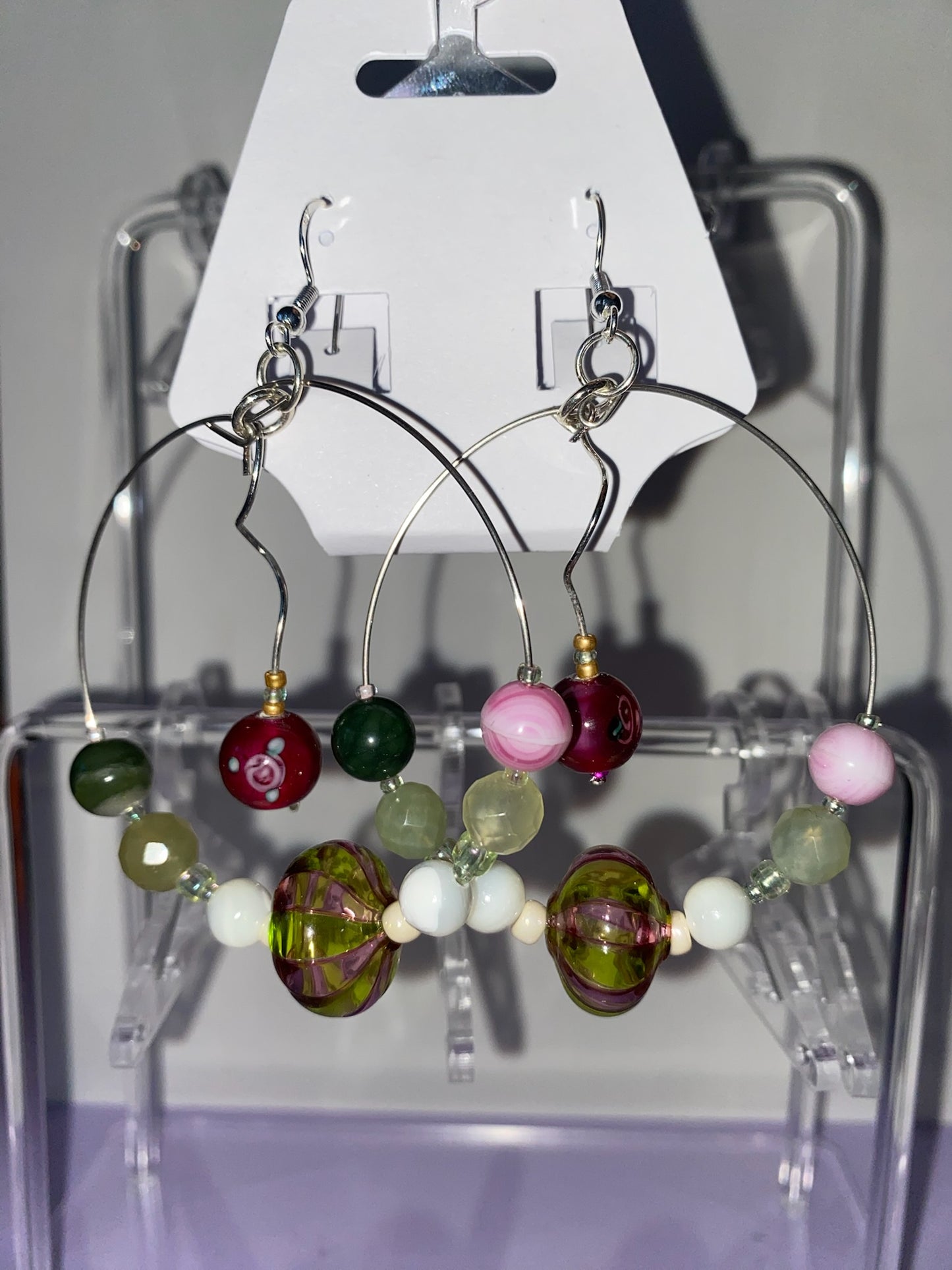 Pink & Green Sugar Sweet Hoops - Earrings
