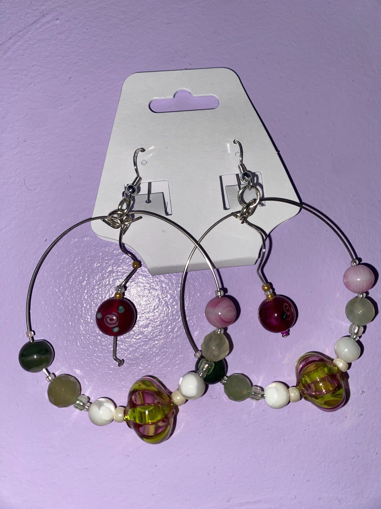 Pink & Green Sugar Sweet Hoops - Earrings
