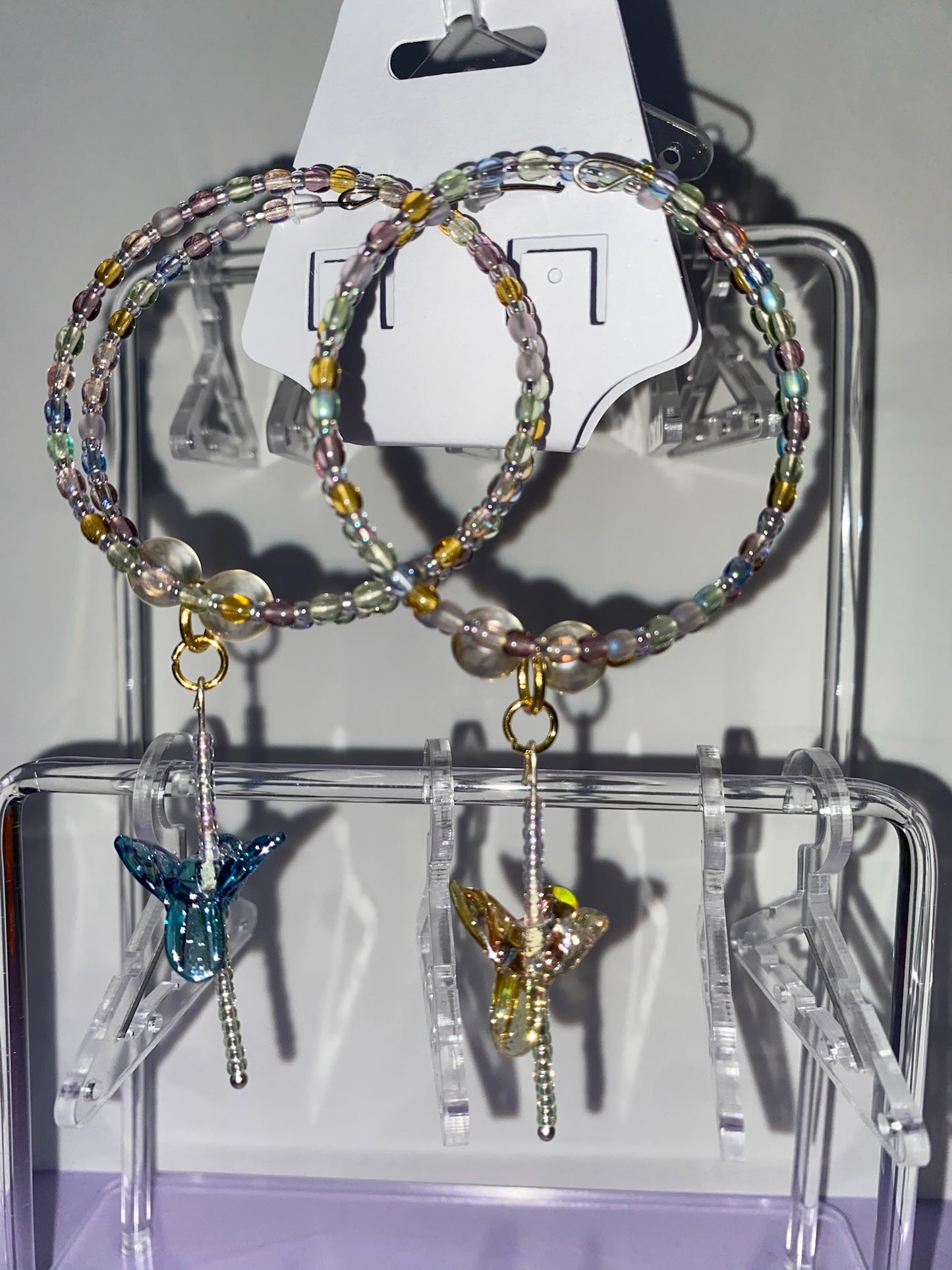 Hummingbird Dangle Hoops - Earrings