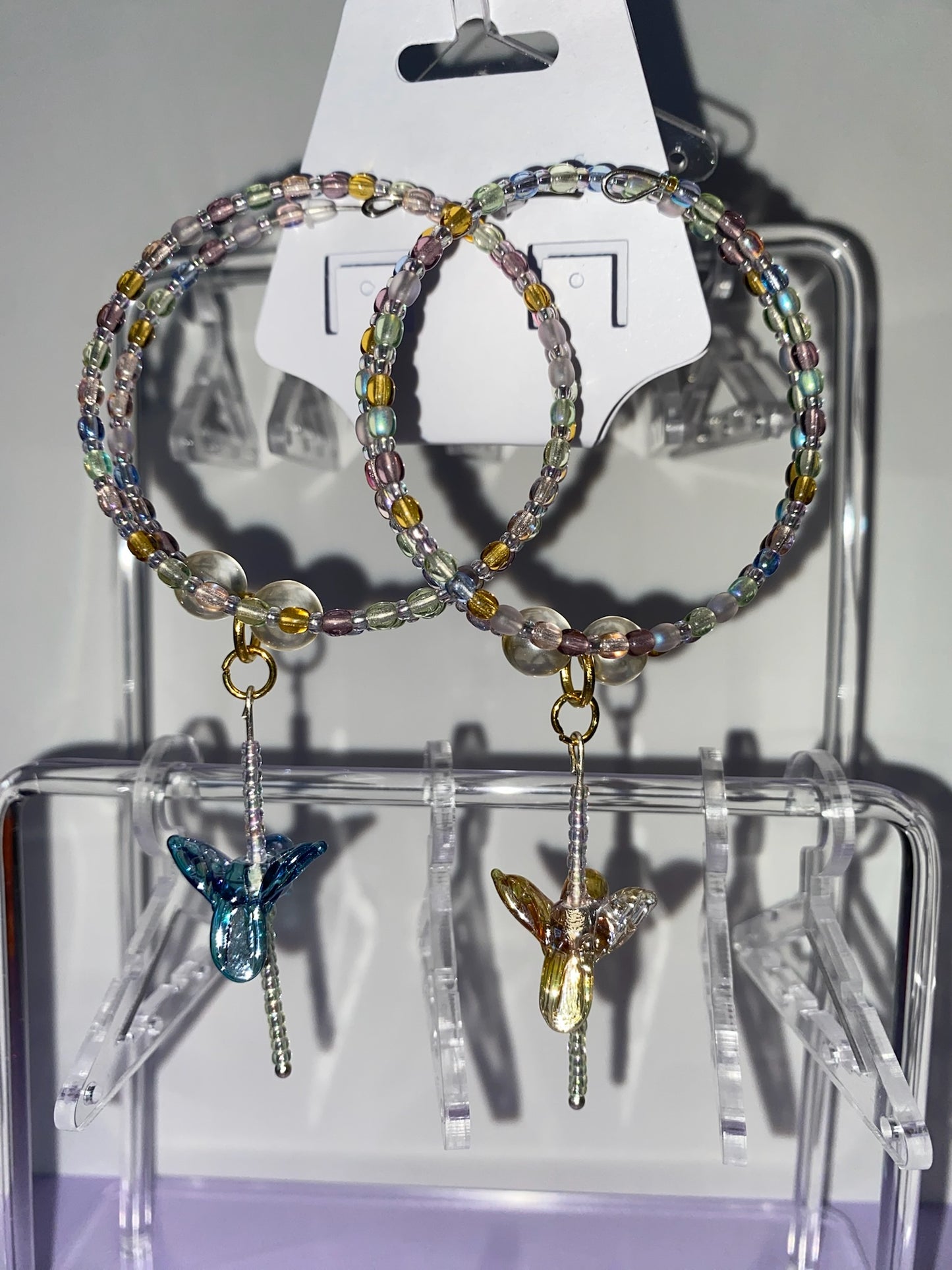 Hummingbird Dangle Hoops - Earrings