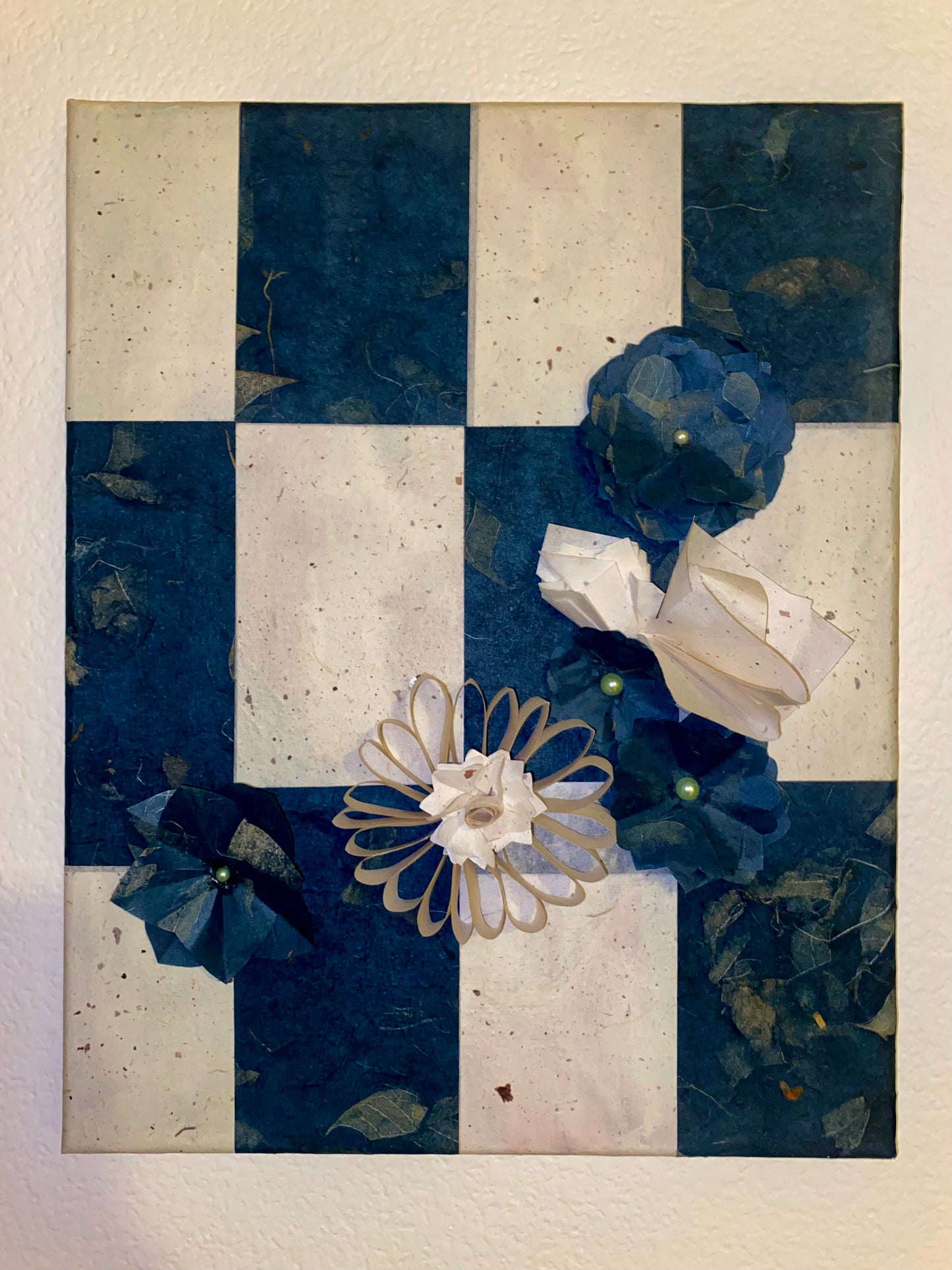 Checkered Flower - Canvas Paper Art