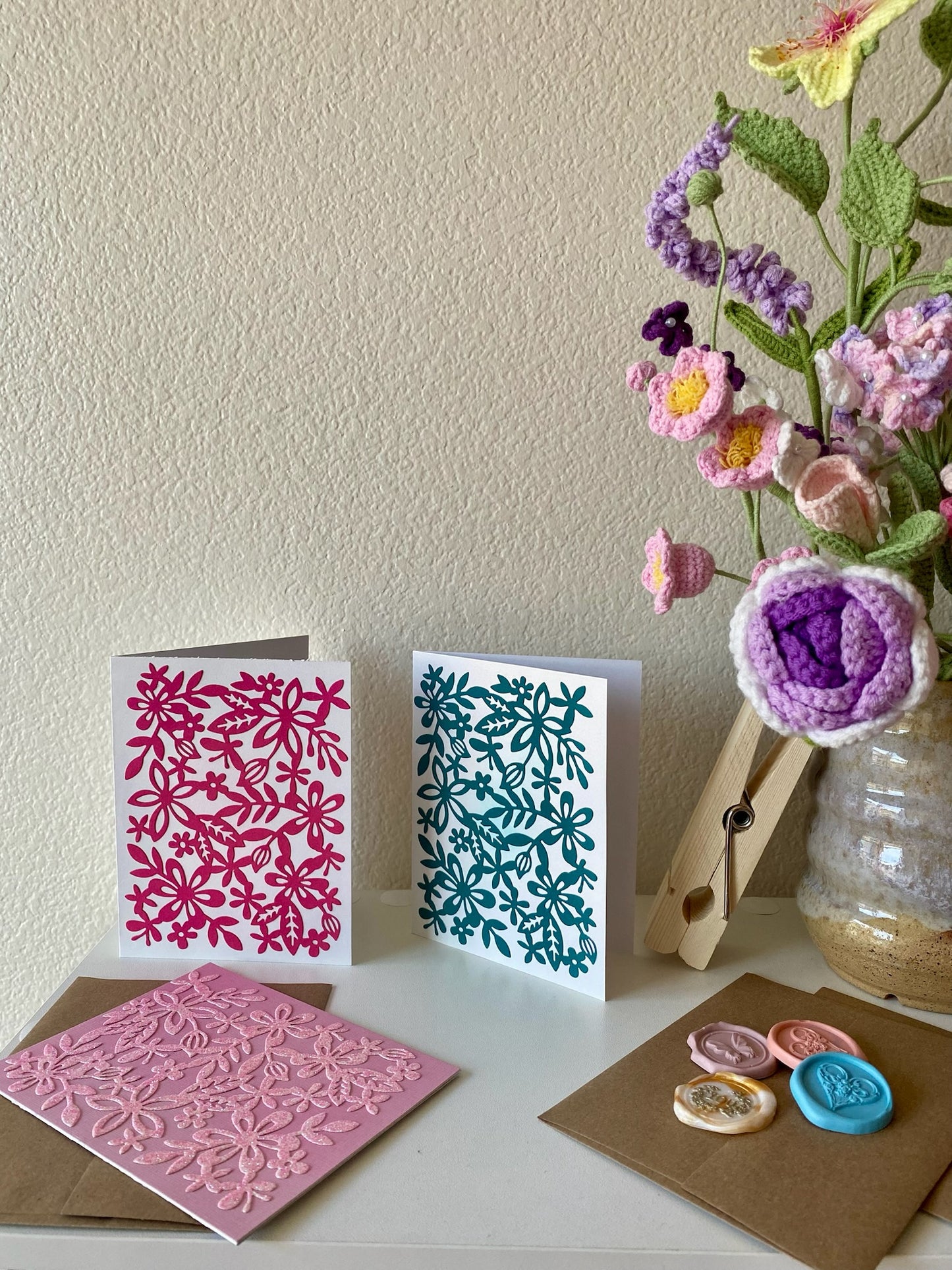 Floral Die Cut Design - Greeting Card - A4