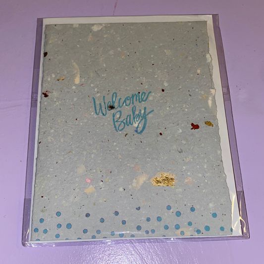 Welcome Baby - Blue Greeting Card