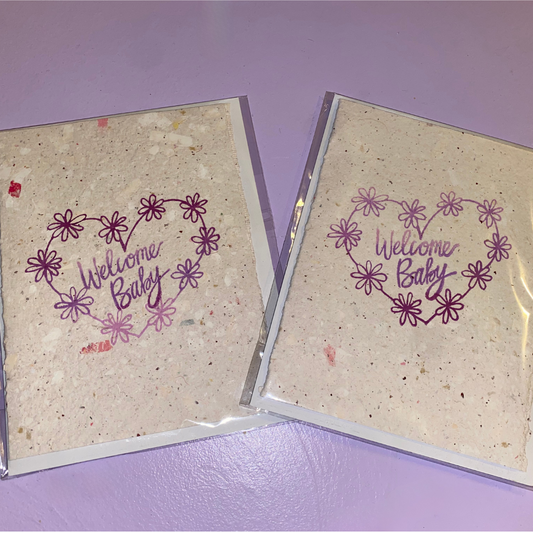 Welcome Baby - Greeting Card - Purple